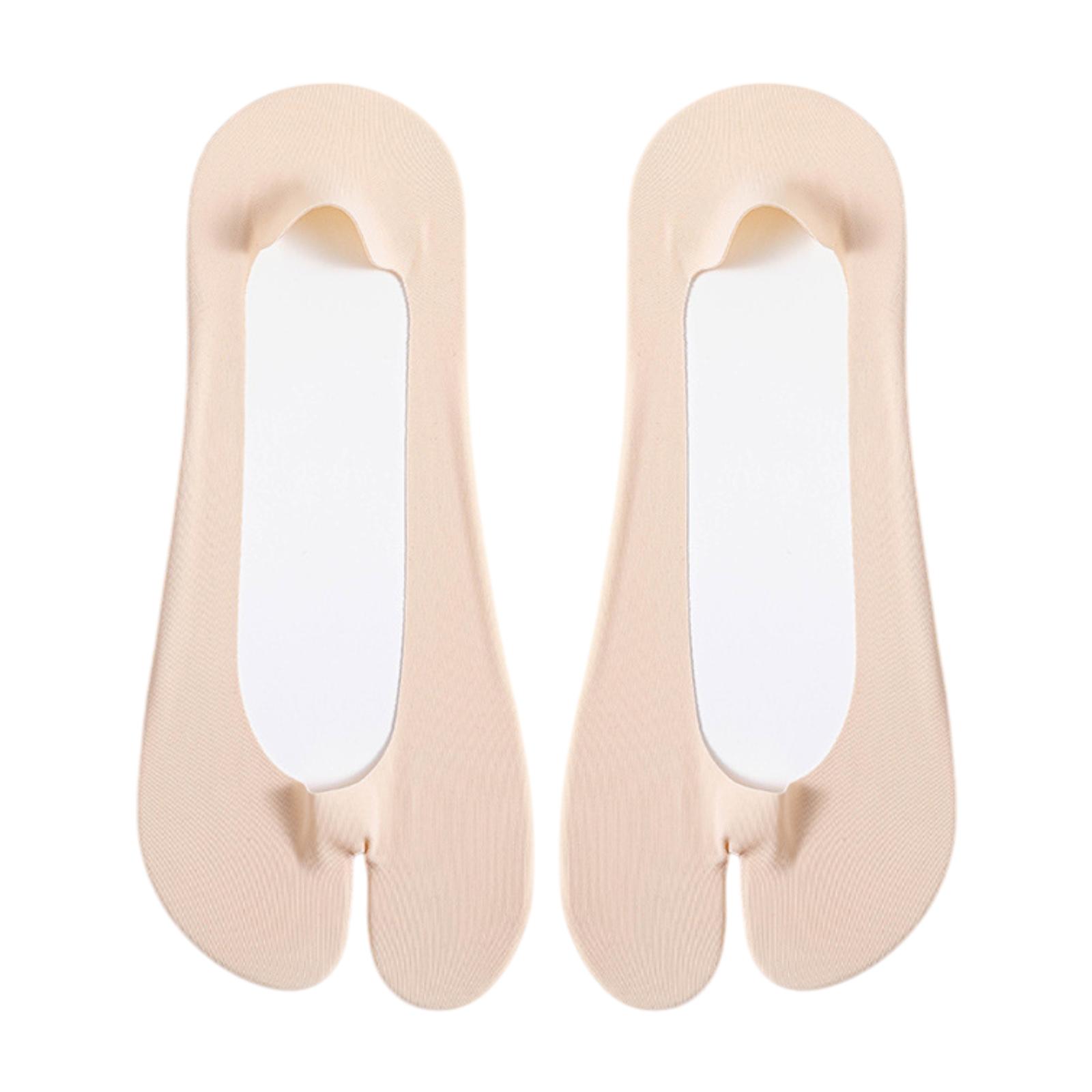 

Носки с двумя пальцами Невидимые носки-лодочки Тонкие носки с низким вырезом для спорта и повседневной носки Женские невидимые носки с двумя пальцами Носки с низким вырезом Противоскользящие One Size розовый