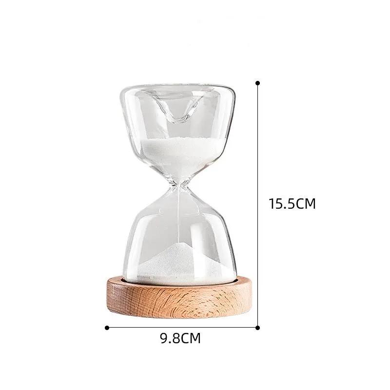 

15 Minutes Luminous Remote Control Glass Hourglass Sand Timer Wood Bottom Night Light Sandglass Desk Home Decorative Toys
