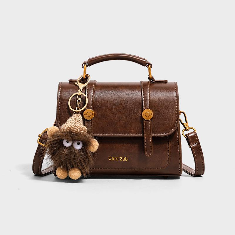 

Bag Autumn Leather Cambridge Bag Crossbody Women S Bag Fashion High-End Small Bag Portable Small Square Bag коричневий