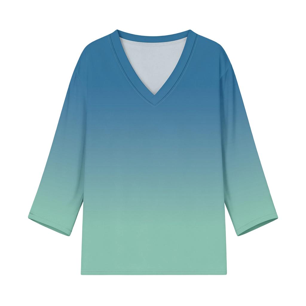 Womens Spring Tops V Neck 34 Sleeve Lightweight Summer Shirts for Women Casual Printed Blouse Womens Summer T Shirts Dressy Tops for Women
