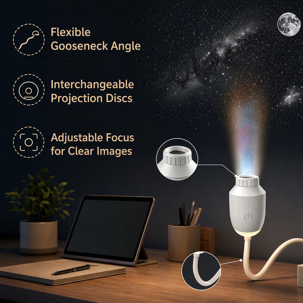 2026 Mini Galaxy Star Projector Night Light, USB 2-in-1 HD Smart Dynamic 3D Holographic Atmosphere Lamp, for Car & Bedroom Decor