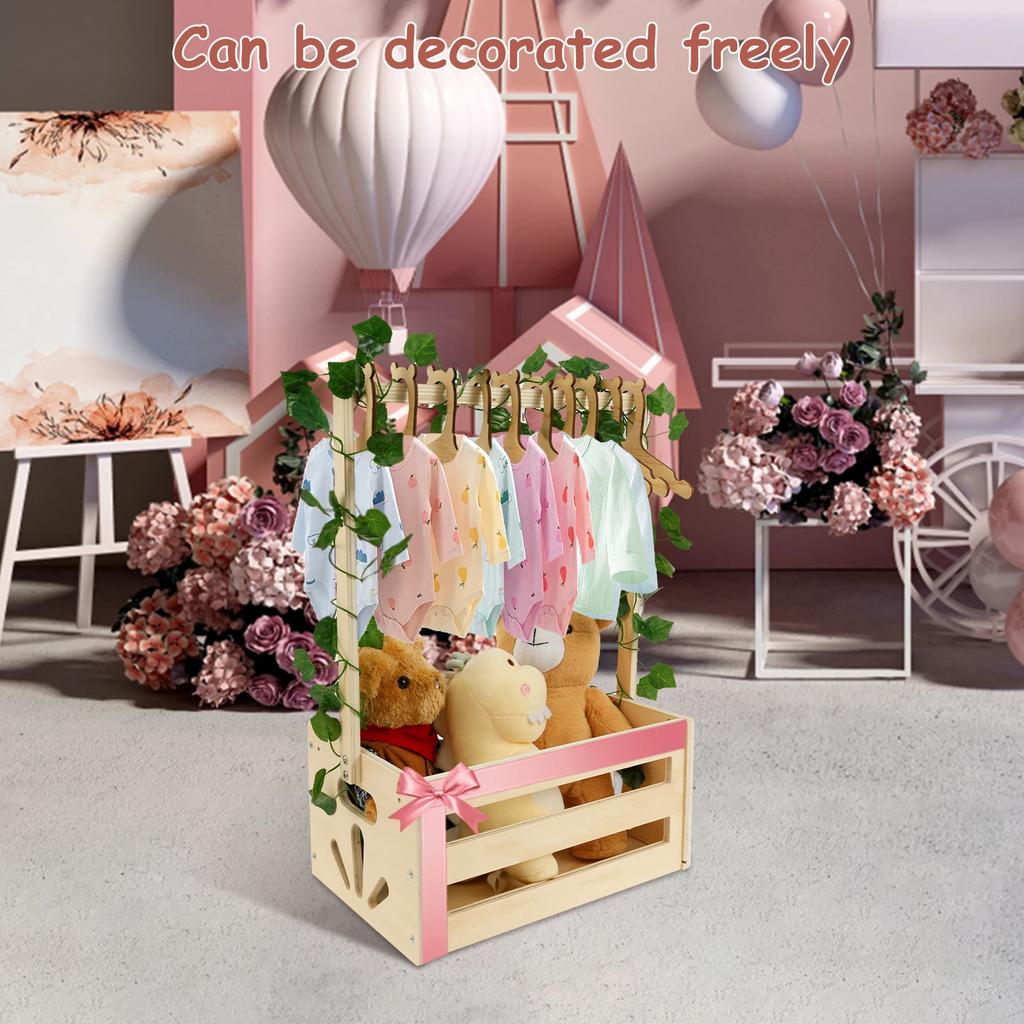 Wood Baby Shower Crate Closet Easy to Install Baby Wood Box Storage Solid Versatile Newborn Boy Girl Welcome Basket for Present