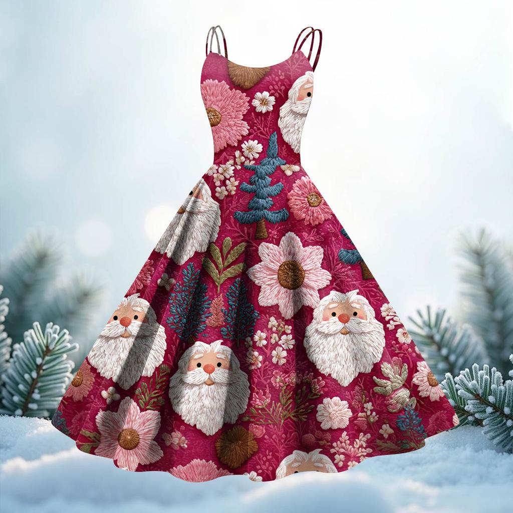 Women's Fashion Christmas Printed Sexy Strapless Gothic Cocktail Dress Punk, Vintage Dress.