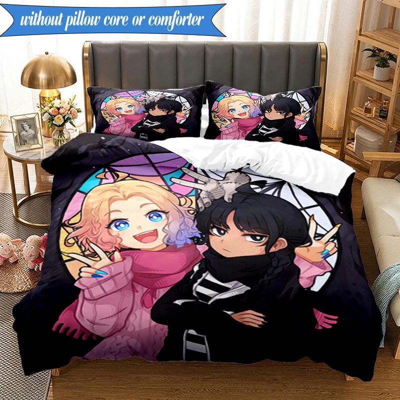 Stained Glass Gothic Romance 3pcs K-pop Music Group Bedding set,Ideal for Bedroom, Dormitory,Including Duvet Cover And 2pcs Pillowcases,Fan Gifts