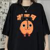 Lustiges Pochita bedrucktes T-Shirt Damen Locker Kurzarm Rundhals Top Damen Freizeitshirt T-Shirt Anime T-Shirt