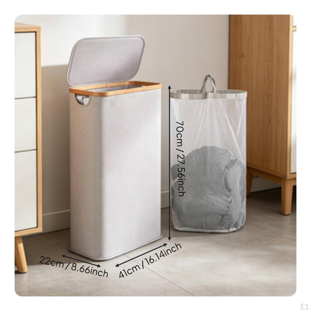 Bamboo Frame Foldable Laundry Basket Waterproof Dustproof