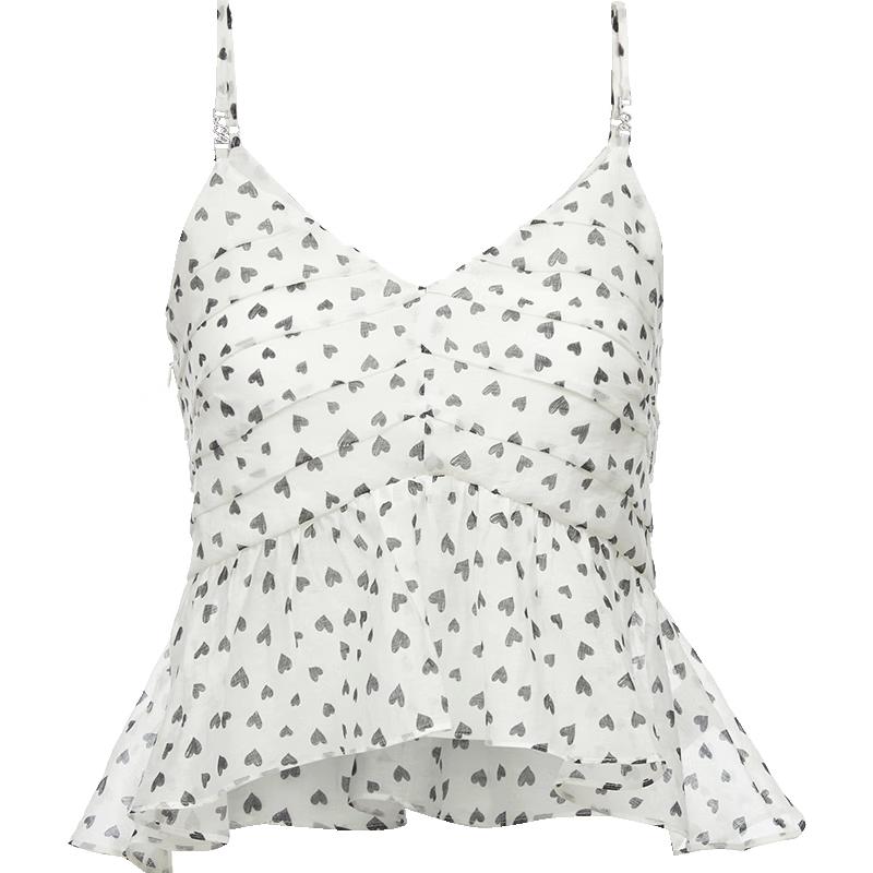 

ONLY Women s Sweet All-Over Heart Print Chiffon Camisole L