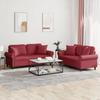 2 Piece Sofa Set with Cushions Wine Red Faux Leather