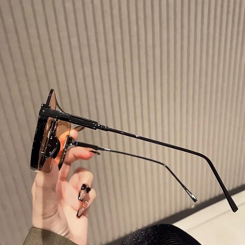 Vintage Oversized Sunglasses Fashion Men Women Square Shades Eyewear Trendy Ins Popular Brand Design UV400 Sun Glasses