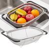 Kitchen Sink Drainer Stainless Steel Colander with Extendable Handle Fruit Strainer Bowl Kitchenware Basket Cooking Utensils