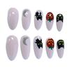 Nail Art Halloween Cute Black Cat Moon Pumpkin Long Almond Wearing Nail Pads