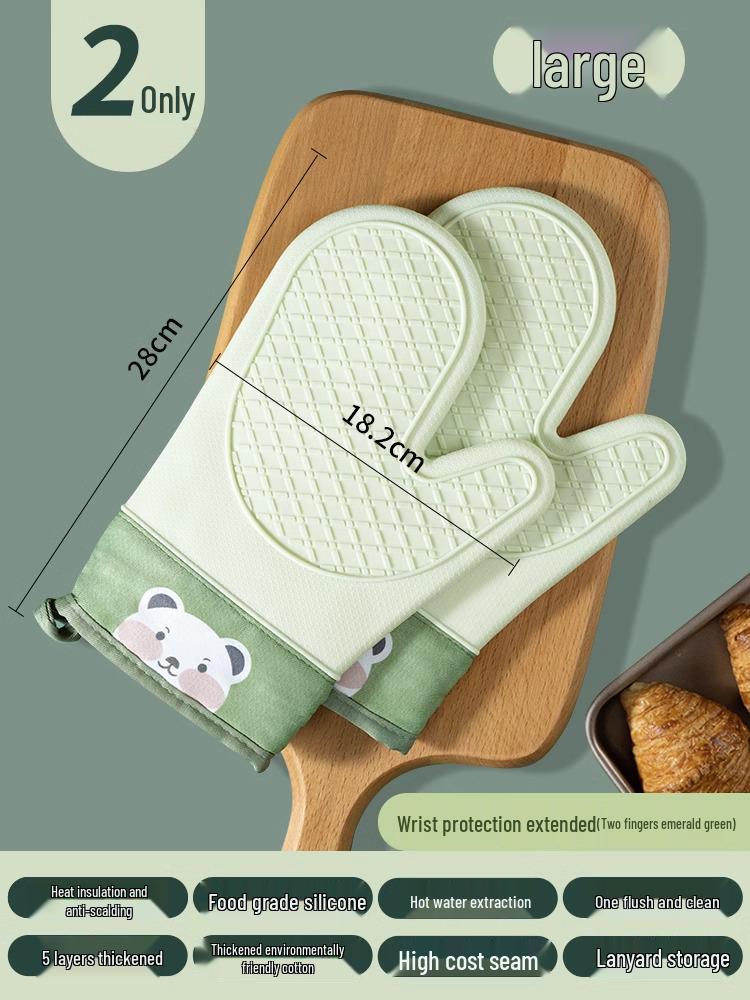 Guanti da forno in silicone resistenti al calore: Antiscivolo, Spesso, Impermeabile, Protezione Anti-Scottatura