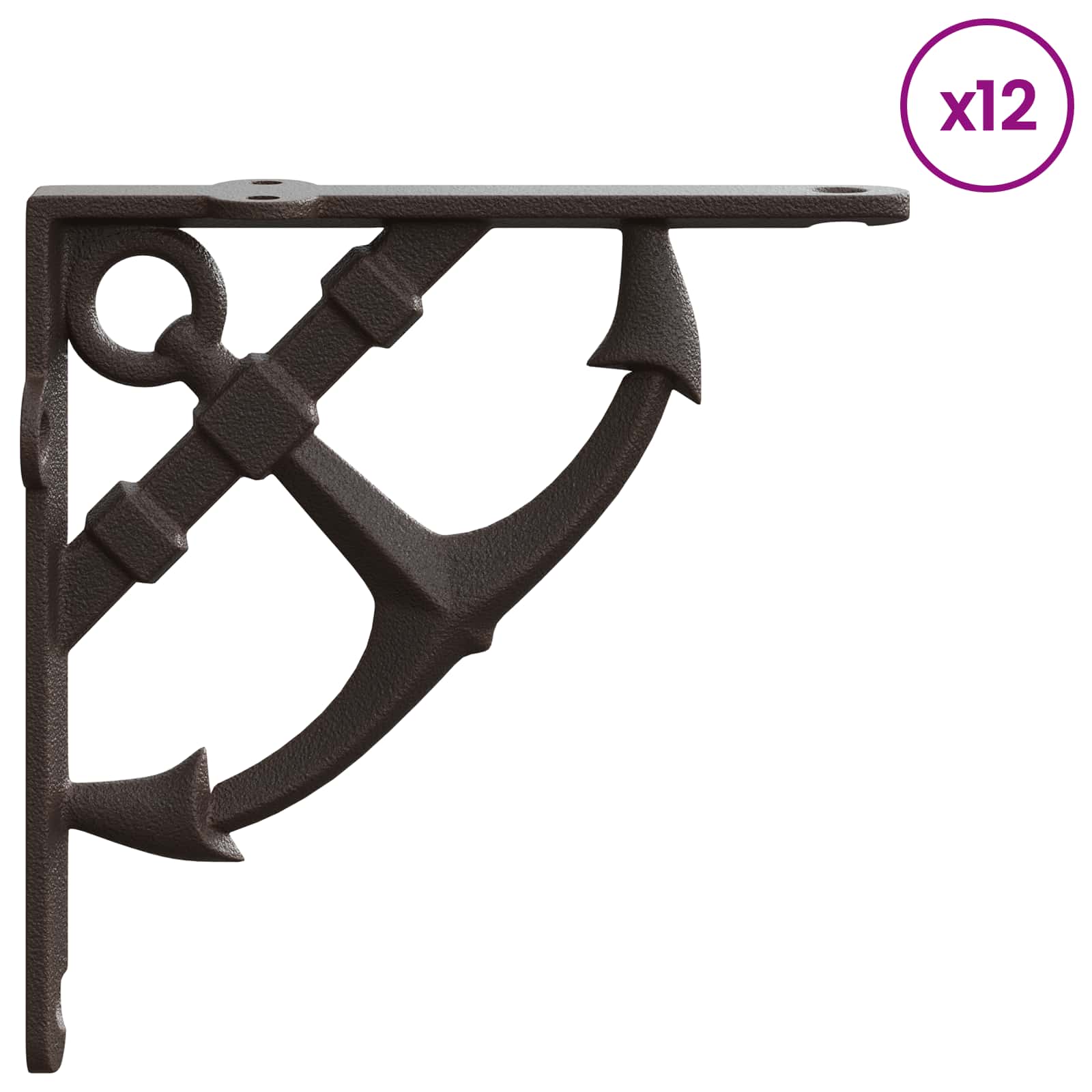 vidaXL - Wandplankbeugels - 12 - st - Antiek - Bruin - 14.5 - x - 14.5 - x - 3.5 - cm - Staal