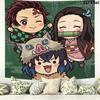 Demon Slayer Kimetsu No Yaiba Wall Tapestry Aesthetic Wall Hanging Printed Fabric Blanket Decorative Tapestries for Bedroom Living Room Home Decor