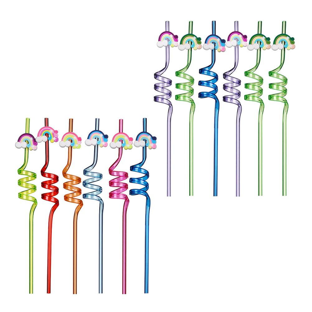 20 Pcs Rainbow Straw Beverage Straws Kids Drink for Festival Cartoon Childrens Toys Adorable Party Decorate Decorations