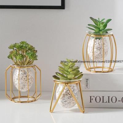 Leichter Luxus Heimdekor Hydroponische Vase für Büro-Schreibtisch, Grünpflanzenbehälter zur Tischdekoration