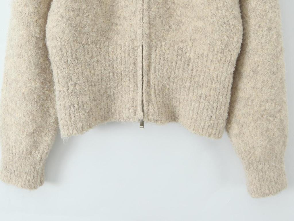 European Style 2025 Women's Double Zipper Lapel Knit Cardigan