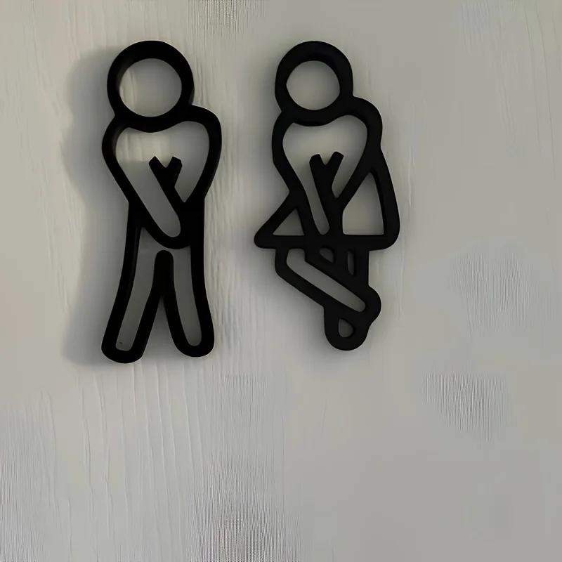 2pcs Bathroom Door Sign Modern Men Women Toilet Sign Hanging Decoration Guest Bathroom Embellishment