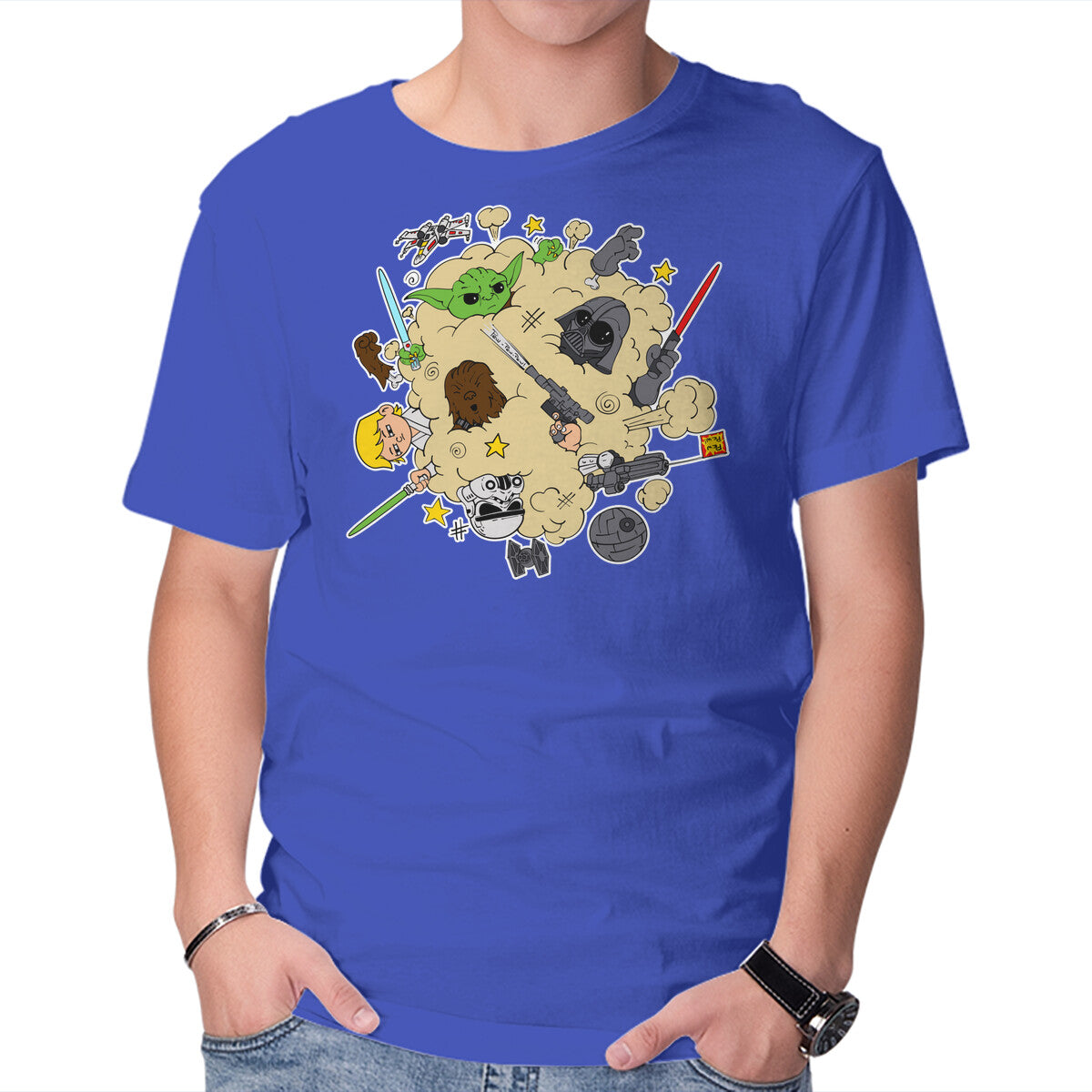 Unisex Crew Neck T-Shirt Star Fight Graphic Short Sleeve Casual Tee XXXL