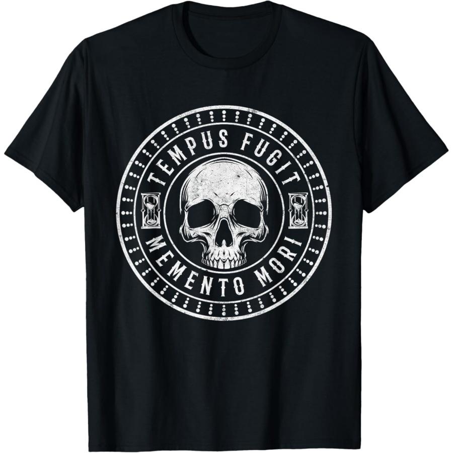 Футболка Tempus Fugit Memento Mori Латинская фраза Череп Стоическая футболка XXXXXL чёрный