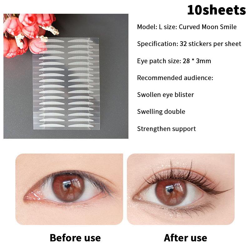 3/5/10 listů Pásky na oční víčka Nálepky Neviditelná pasta na dvojitá víčka Samolepicí Přírodní páska na oči Make-up nástroj S M L