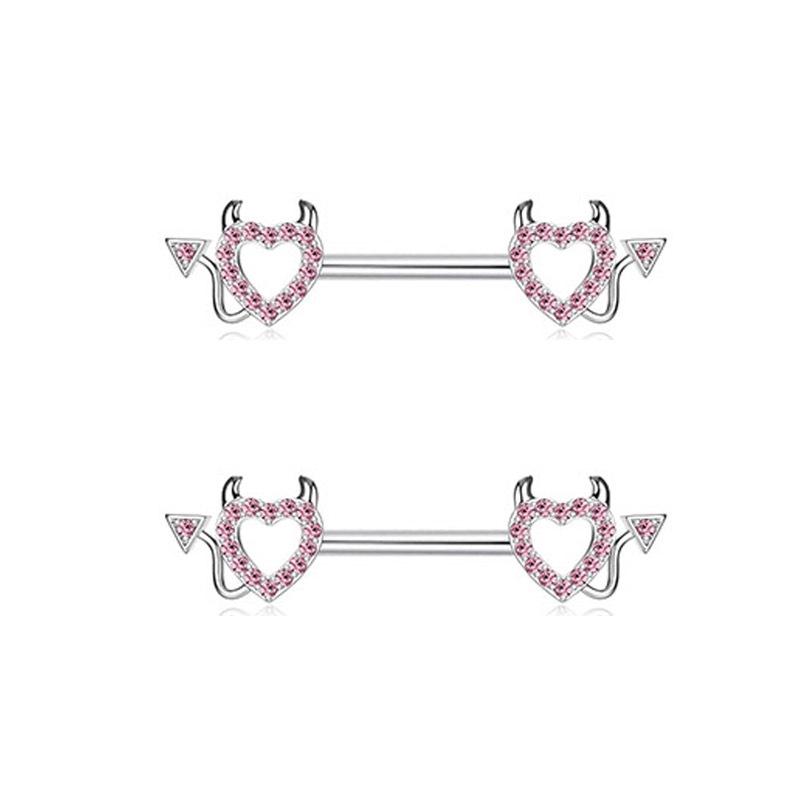 Europejskie i Amerykańskie Cyrkoniowe Serce Księżyc Stal Nierdzewna Różowe Piercingi Sutków Biżuteria do Ciała