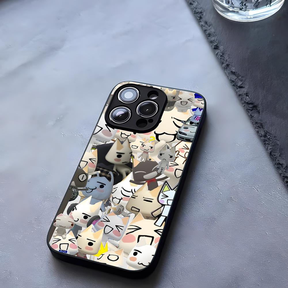 INS Cute Toro Inoue Cat Phone Case Tempered Glass For IPhone 17 13 14 16 12 15 11 Pro Max Plus Mini X XR SE2020 Coque