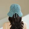 Hollow Knitted Bucket Cap, Rear Split Basin Cap, Summer Breathable Sunscreen Visor, Outdoor Travel Shows A Small Face
