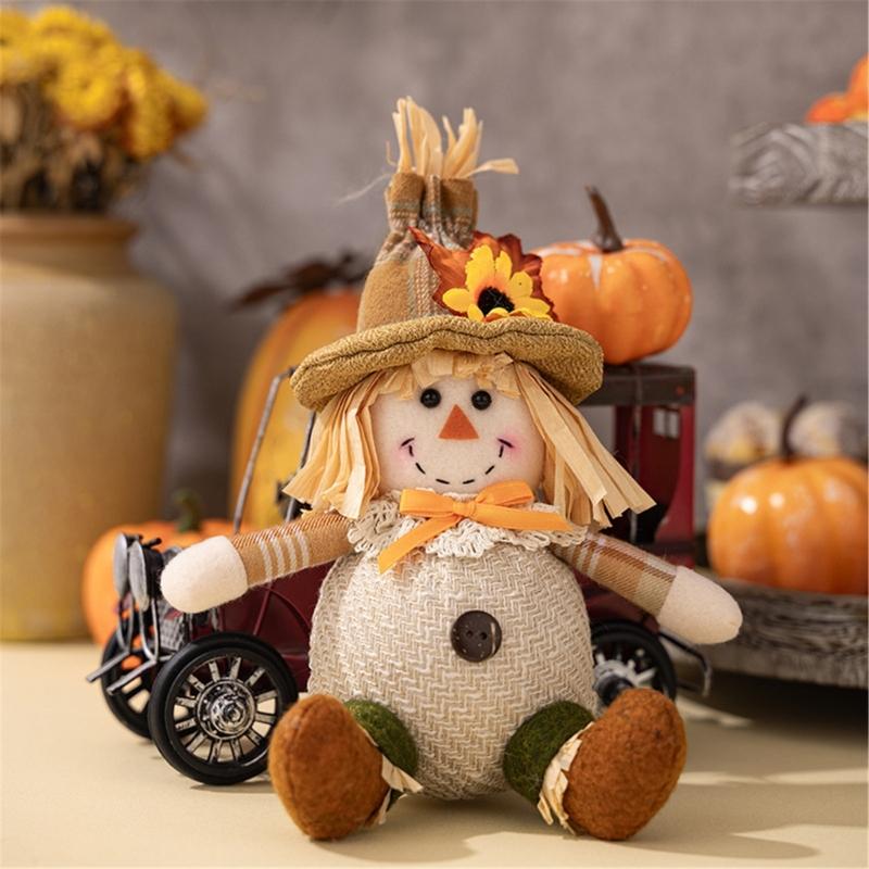 Handmade Scarecrows Sphere Hanging Decors Comfortable Straw Scarecrows Hanging Sphere for Seasonal Home Embellishment
