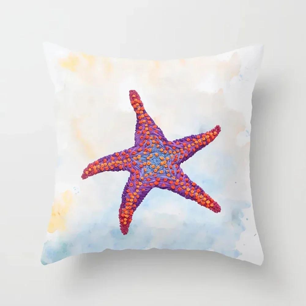 

Полиэстеровая наволочка с квадратным принтом «Морская звезда» для дома, гостиной, дивана, спальни, для декора. x 66x66cm бордовый