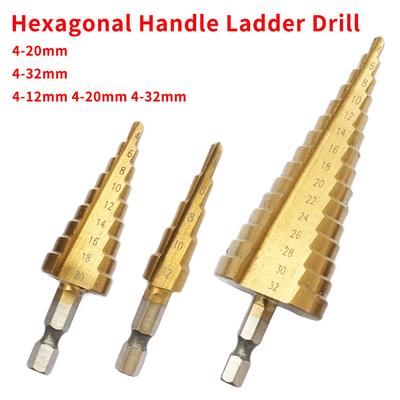 3Pcs 4-32 mm échelle spirale Rainuré étape Conique Cône Drills Bit Set Hole Cutter