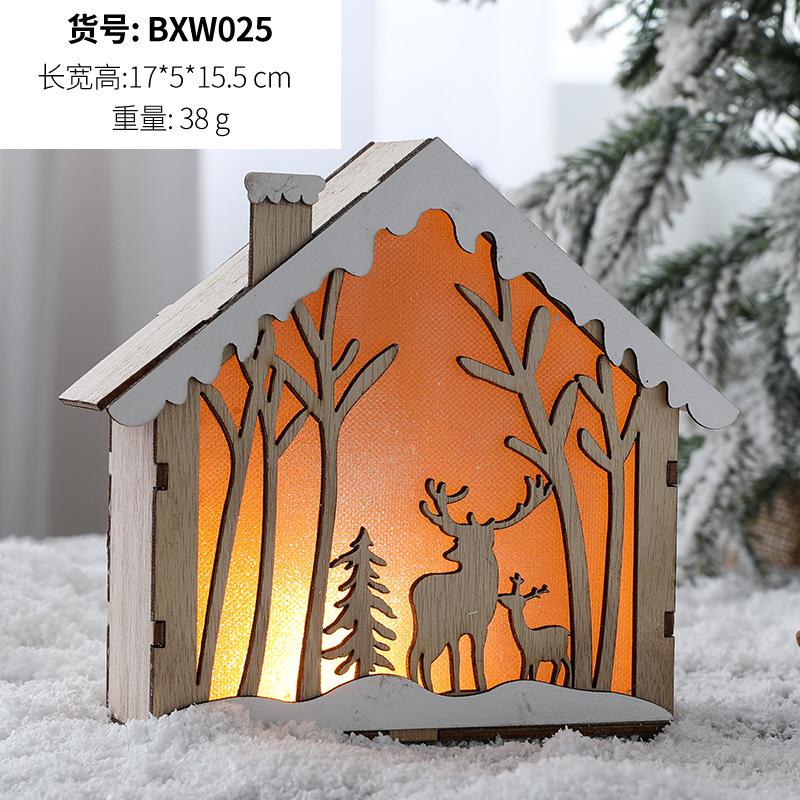 Christmas LED Light Wooden House Luminous Cabin Merry Christmas Decorations For Home DIY Xmas Tree Ornaments Kids Gifts New