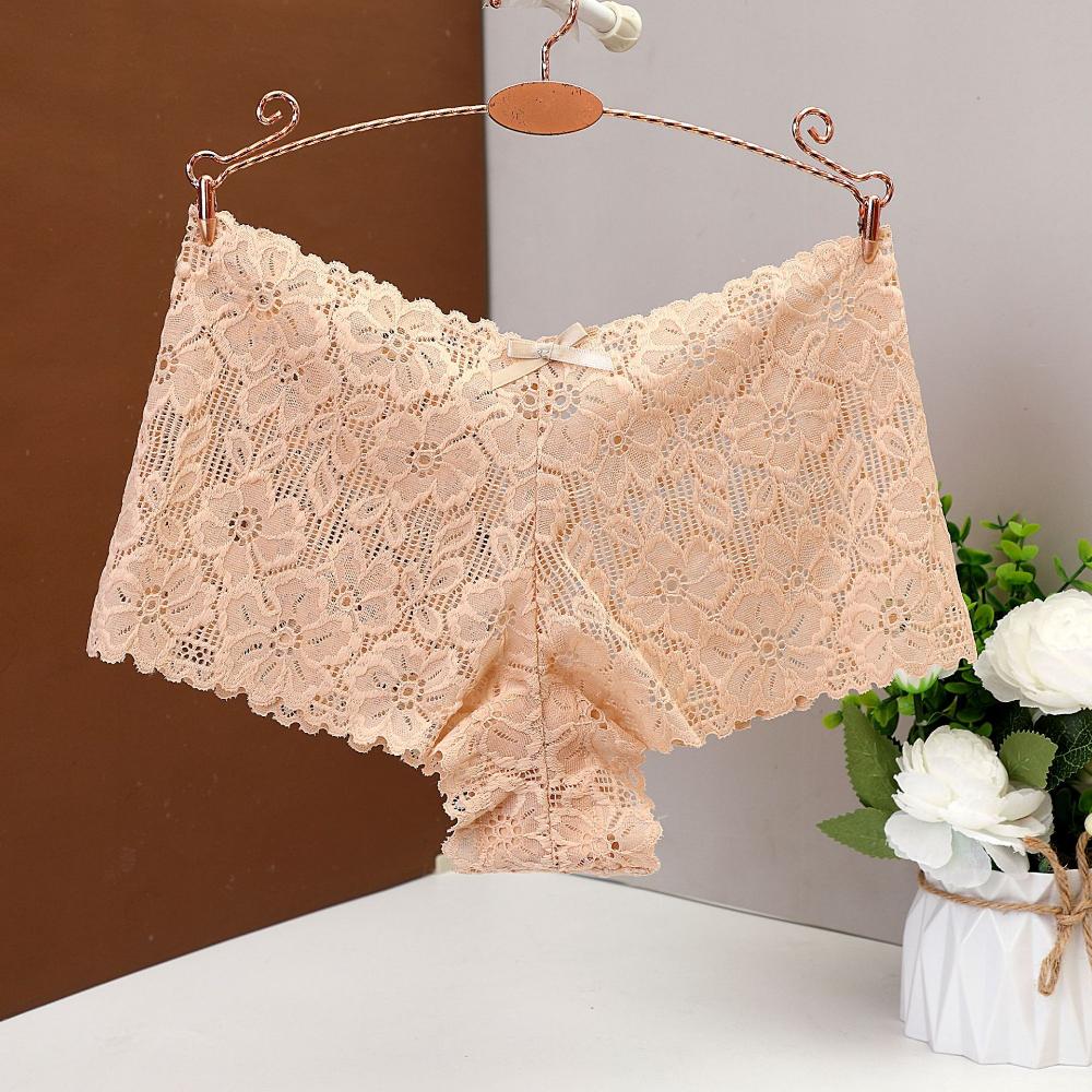 

Европейский размер Женские кружевные трусы-боксеры с ажурным жаккардом Сексуальные трусики Женское нижнее белье Чистое желание Защитные шортики для ношения под одеждой Женские L абрикосовый