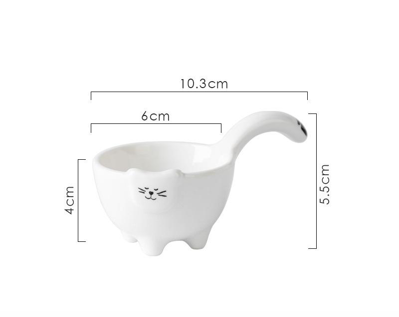 Ceramic Cute Cat Seasoning Board Sushi Soaking Bowl Dipping Handle Sauce Board Snack Board Kitchen Serving