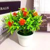 Rose Mini Plastic Artificial Flower Green Plant Potted Plant For Decor Indoor