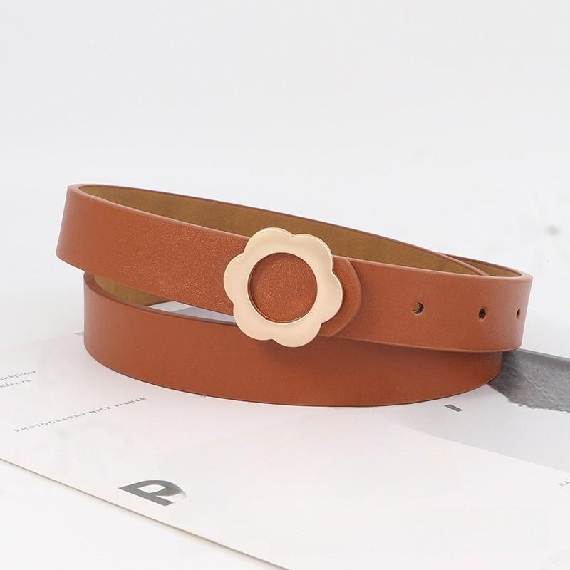 Classic Pu Leather Belt For Women With Alloy Flat Clasp For Office And Casual Looks