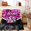 Cheerleading Pink Leopard Print Customize Your Name Home Blanket Comfortable Soft Lightweight Allseason Multipurpose Blanket For Picnics Couches
