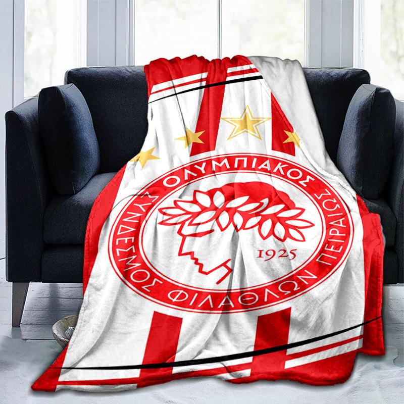 Coperta con Stemma Olympiacos FC Adatta per Divani, Letti, Uffici e Campeggio - Regalo Perfetto per Halloween Natale