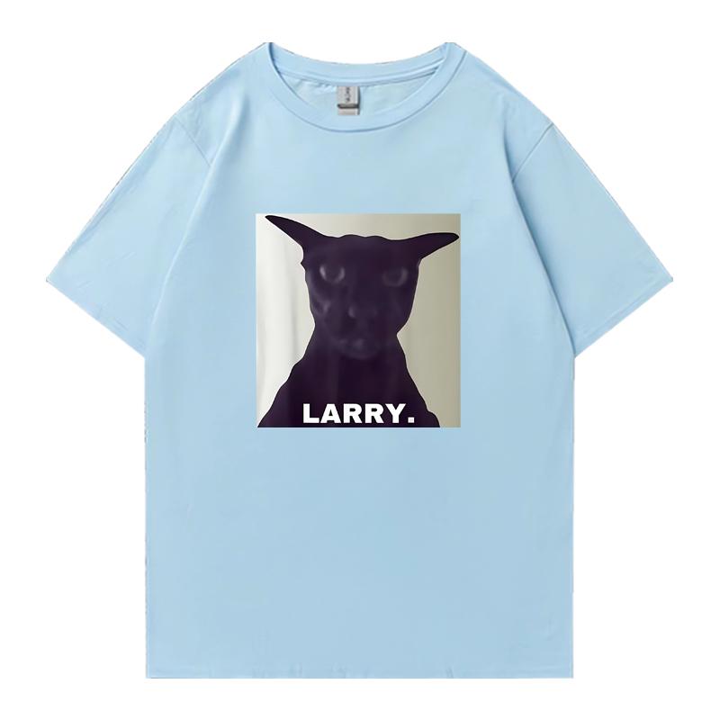 T-shirt vintage Evil Larry Cat Oversized Mulheres Homens 100% Algodão manga curta t-shirts Verão Gola Redonda Roupa estampada Unissex