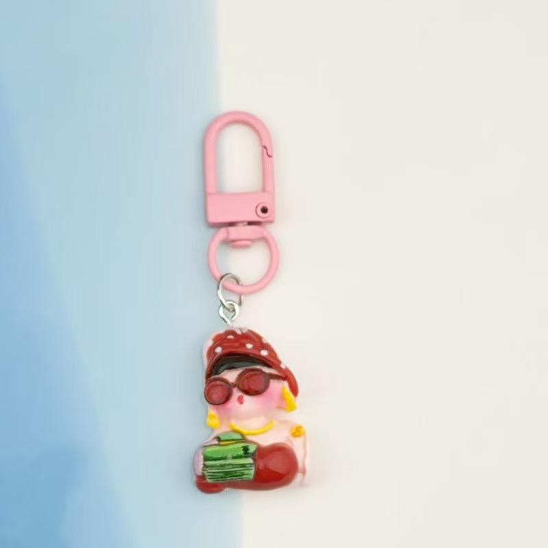Creative Cartoon Rich Girl Resin Keychain Pendant - Student & Best Friend Gift