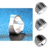Elegant Fashion Jewelry Ring With Round Black Rhinestone And Curved Engraving For Men
