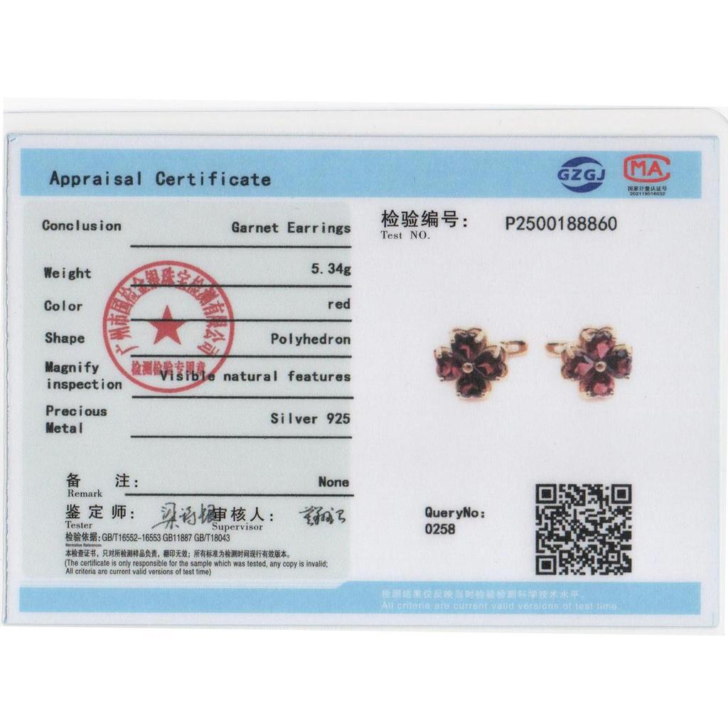 Elegant 925 Sterling Silver Earrings Natural Garnet/sky Blue Topaz Four Leaf Clover Design Fine Jewelry for Women Birthday Gifts