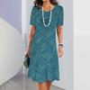 Summer Women's Long Dress Round Neck Long Dress Female Dress Vacation Beach Casual Short Sleeve Elegant Loose Dress