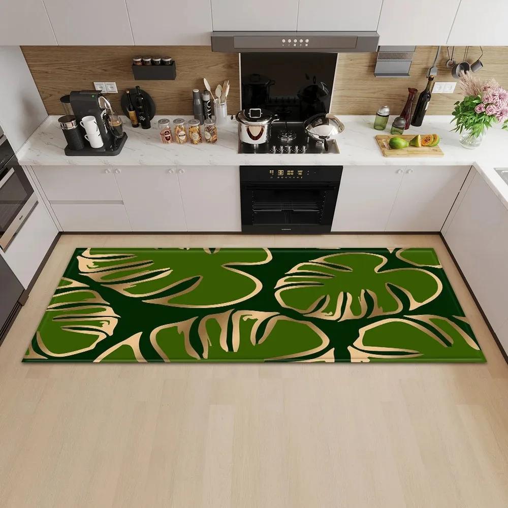 Tropical Plant Illustration Pattern Home Kitchen Floor Mat Door Front Decoration Floor Mat