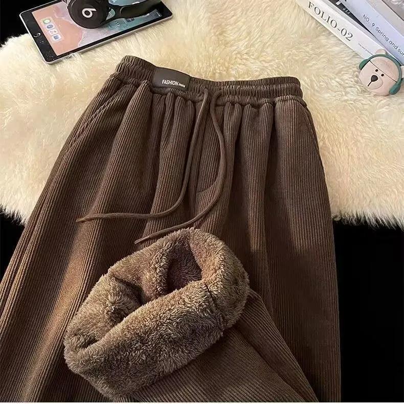 Plus Velvet Thickened Lamb Fleece Casual Pants Autumn and Winter Sweatpants Loose and Warm Straight Core Fleece Trousers
