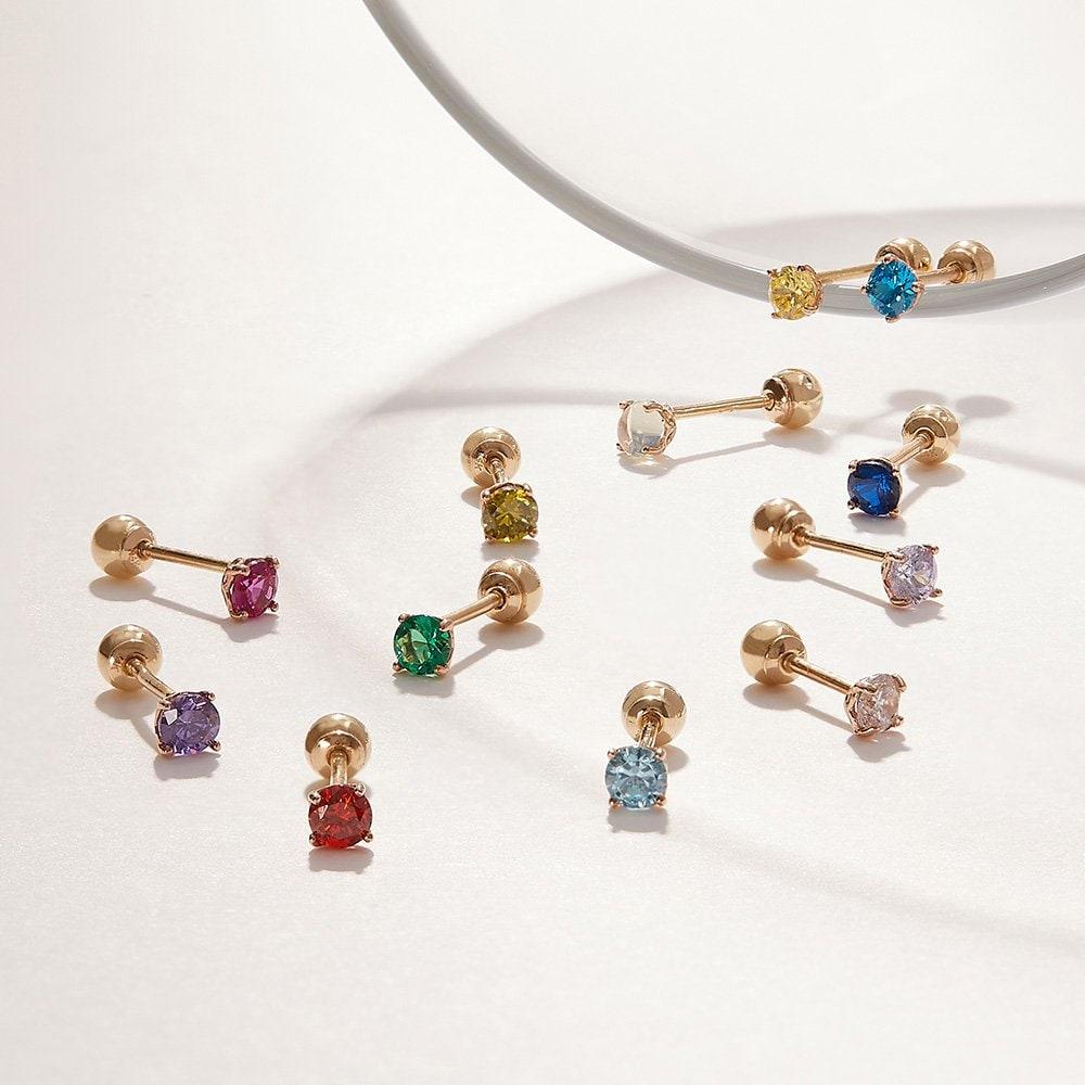 [Dorocy] 14K Quing Quing Birthstone Q Piercing (1 piece)