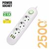 1111W Power Strip with 1USB Ports EU Plug Socket 1m Extension Cable Fast Charging Round Pin AC Outlet Electrical Charger Adapter