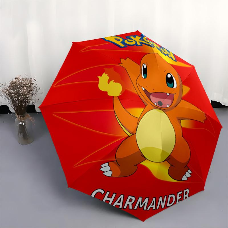 Pokemon Charmander Automatic Open/Close Umbrella Folding Umbrella,Portable Compact Perfect Gift for Birthday, Christmas0809202