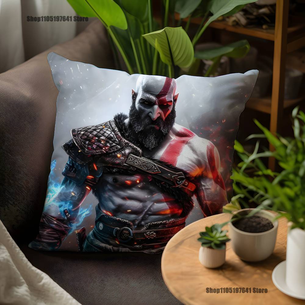 Game G-God Of W-War Kratos Pillow Case For Sofa Decor Car Office Room Printing Cushion Cover Decorations And Protector
