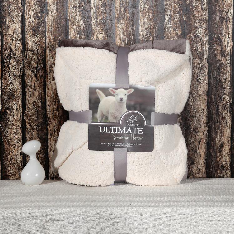 Double-Layer Thickened Flannel and Lamb Fleece Blanket with Solid Color and Custom Logo